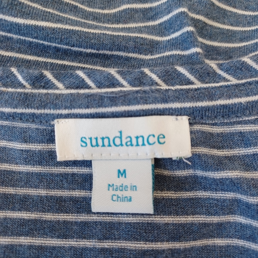 Sundance‎ Dress Blue White Striped Knit Pullover Tee Shirt Style Womens Medium - Picture 5 of 14